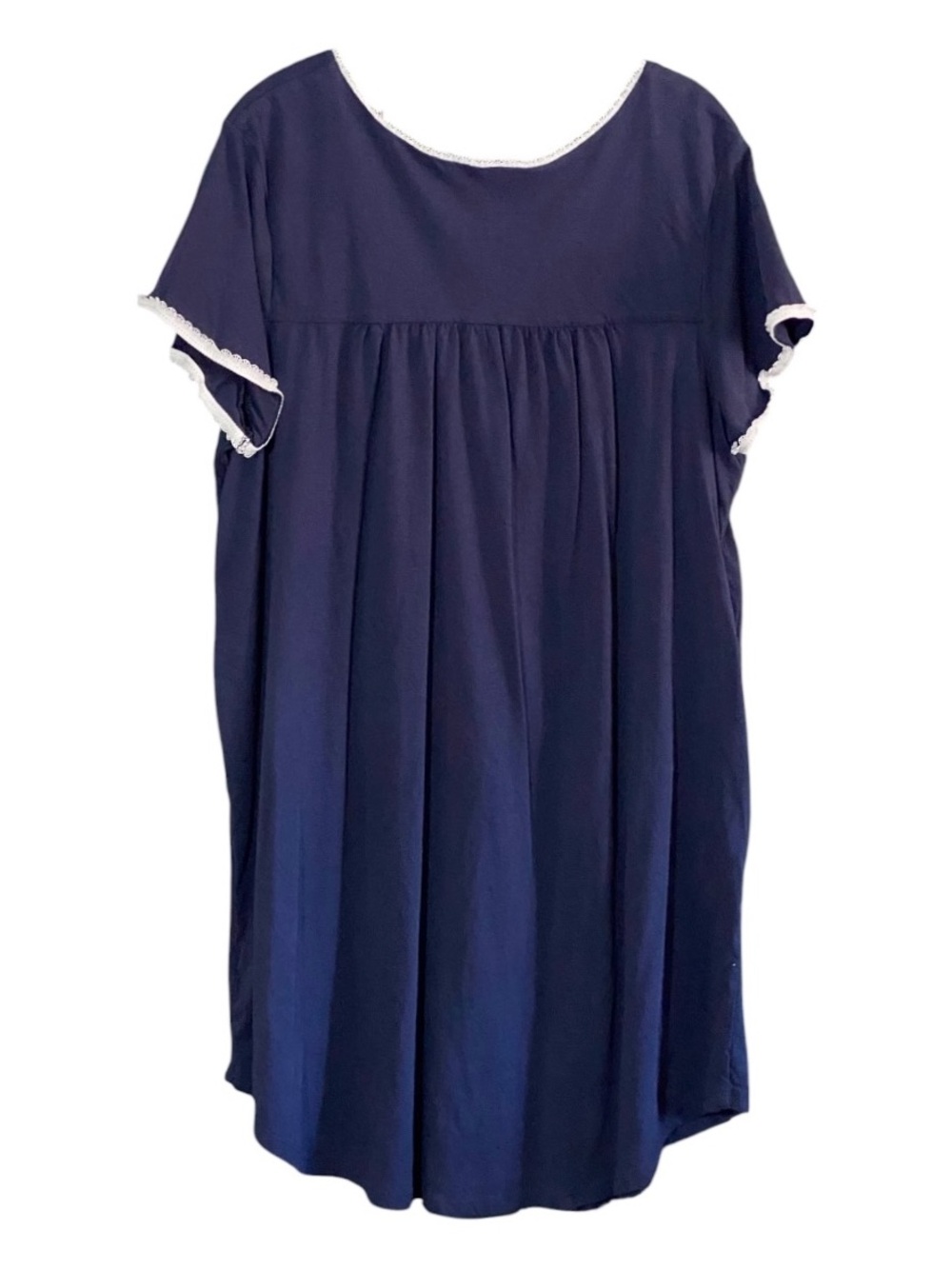 Aria Navy Cotton Nightgown 2X Lace Trim Cottagecore Granny Chic Sleep Dress - Picture 6 of 8
